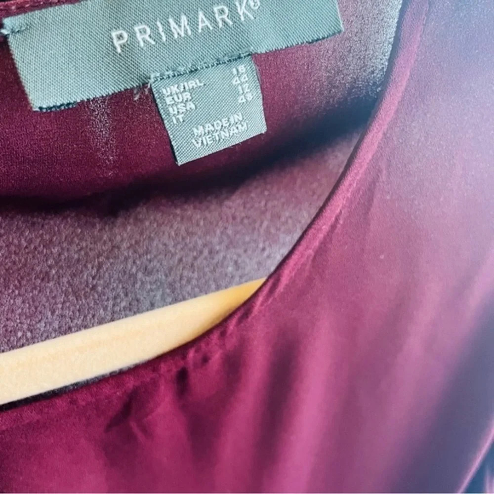 PRIMARK Burgundy Bell Sleeve Top Size 12 - Picture 7 of 11